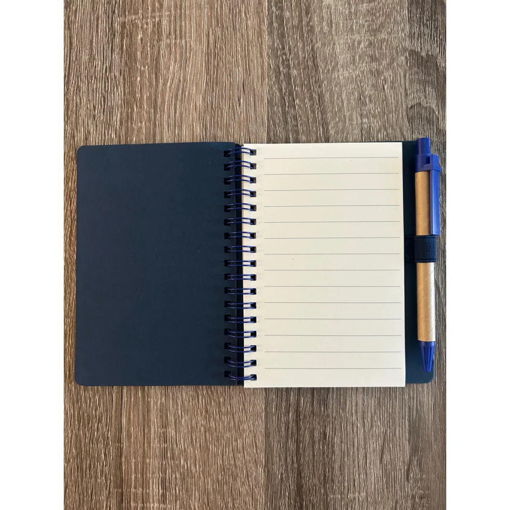 Kraft Spiral Notebook with Rainbow Accent and Pen (Navy) - Picture 3 of 4